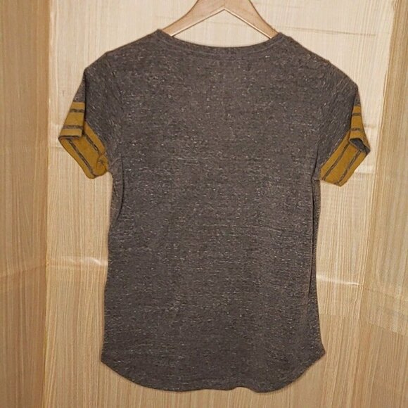 University Of Missouri Womens Distressed Rhinestone Grey Short Sleeve Top Medium - Picture 2 of 6